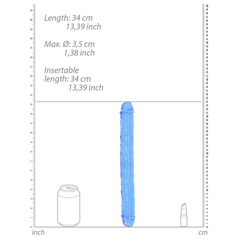 RealRock Crystal Clear Double Dong 13 inches Dual-Ended Dildo Blue