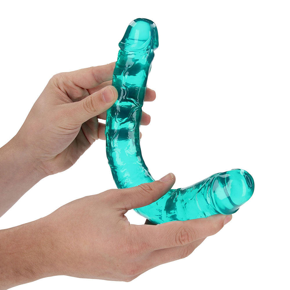 RealRock Crystal Clear Double Dong 13 inches Dual-Ended Dildo Turquoise