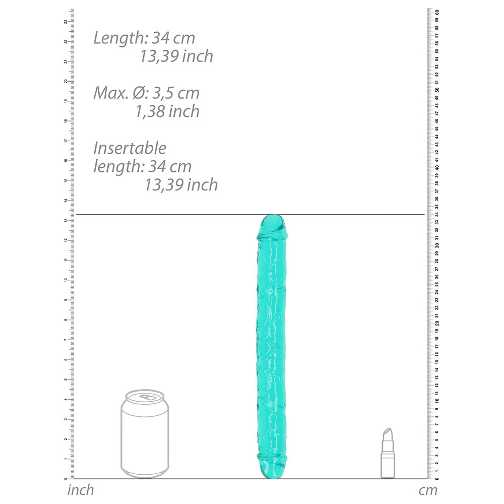 RealRock Crystal Clear Double Dong 13 inches Dual-Ended Dildo Turquoise