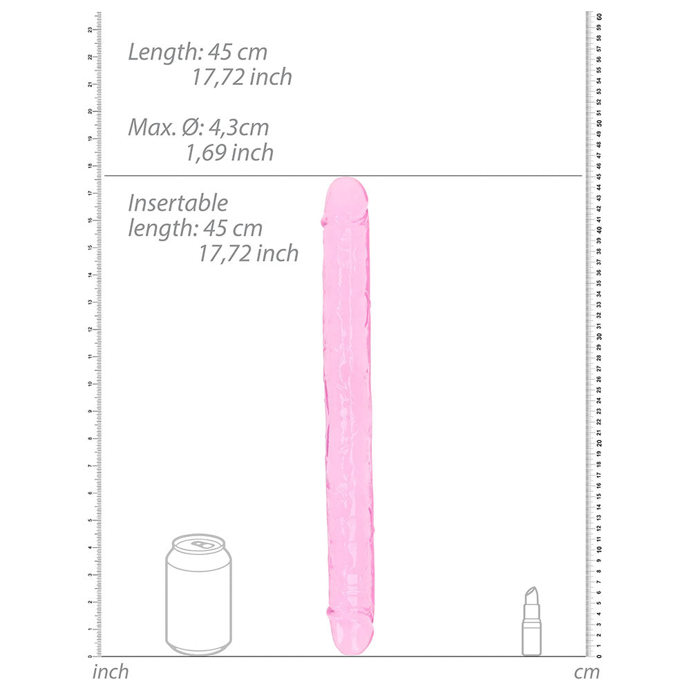 RealRock Crystal Clear Double Dong 18 inches Dual-Ended Dildo Pink