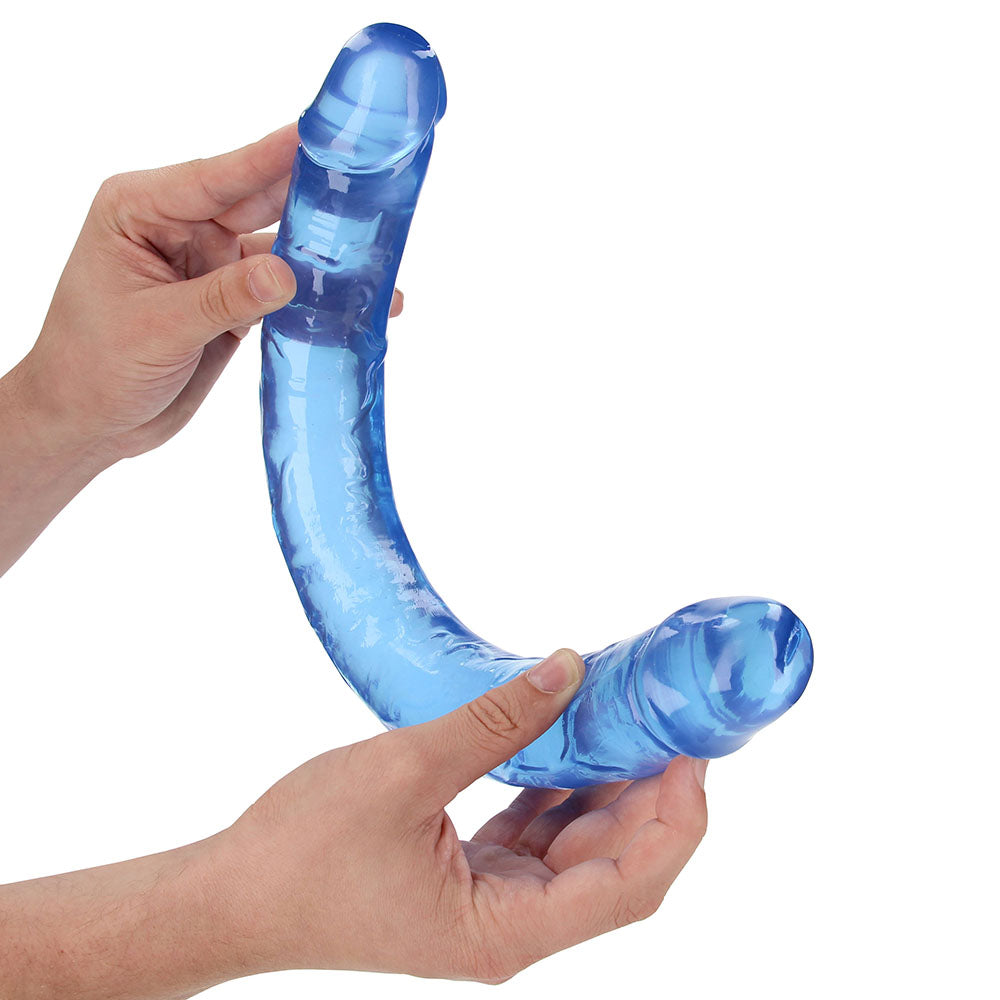 RealRock Crystal Clear Double Dong 18 inches Dual-Ended Dildo Blue