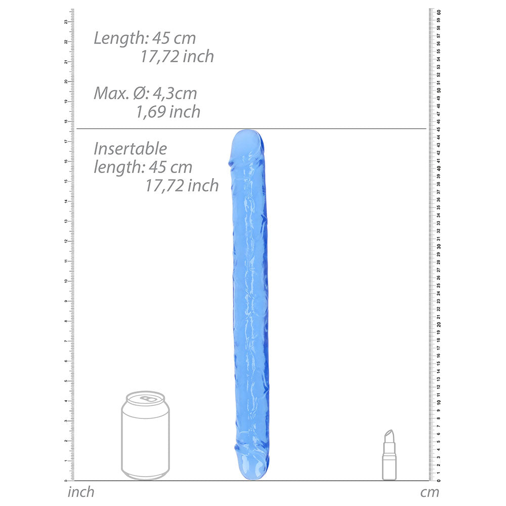 RealRock Crystal Clear Double Dong 18 inches Dual-Ended Dildo Blue