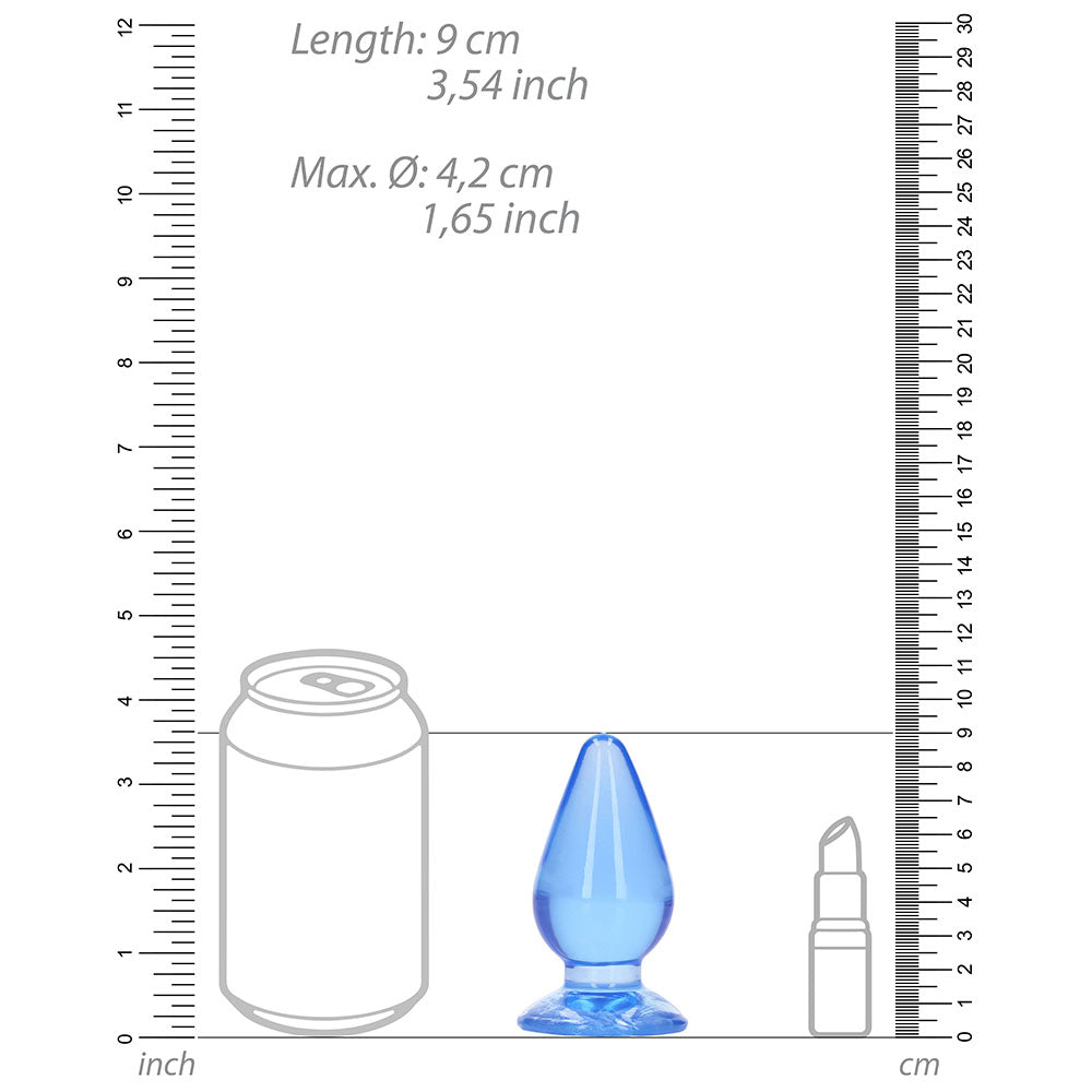 RealRock Crystal Clear 3.5 inches Anal Plug Blue