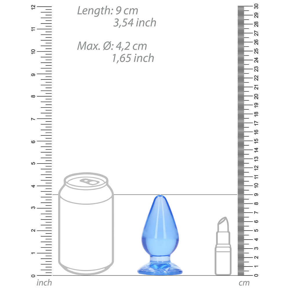 RealRock Crystal Clear 3.5 inches Anal Plug Blue
