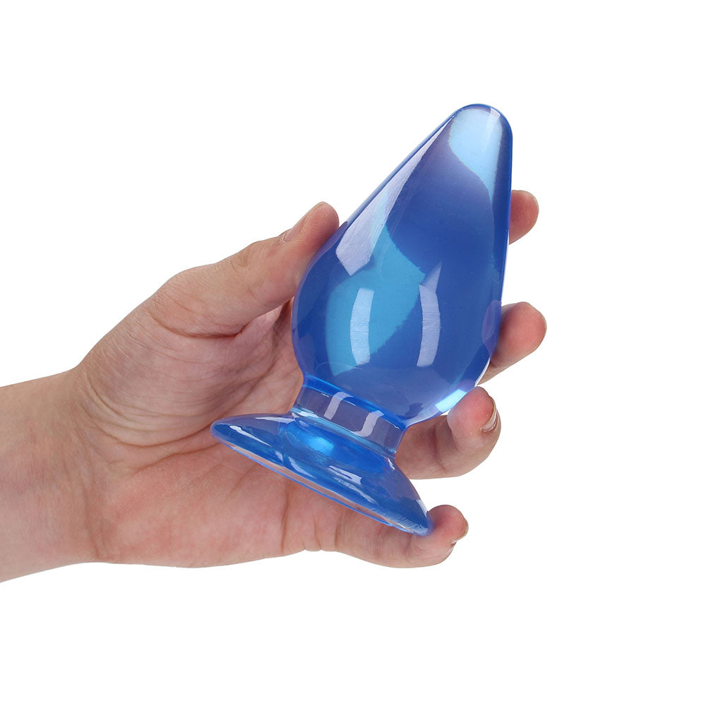 RealRock Crystal Clear 4.5 inches Anal Plug Blue