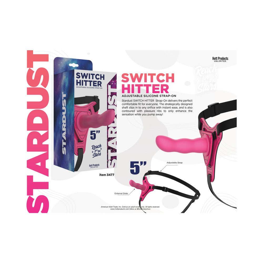 Stardust Switch Hitter Silicone Strap-On Dildo With Harness 5 inches Pink