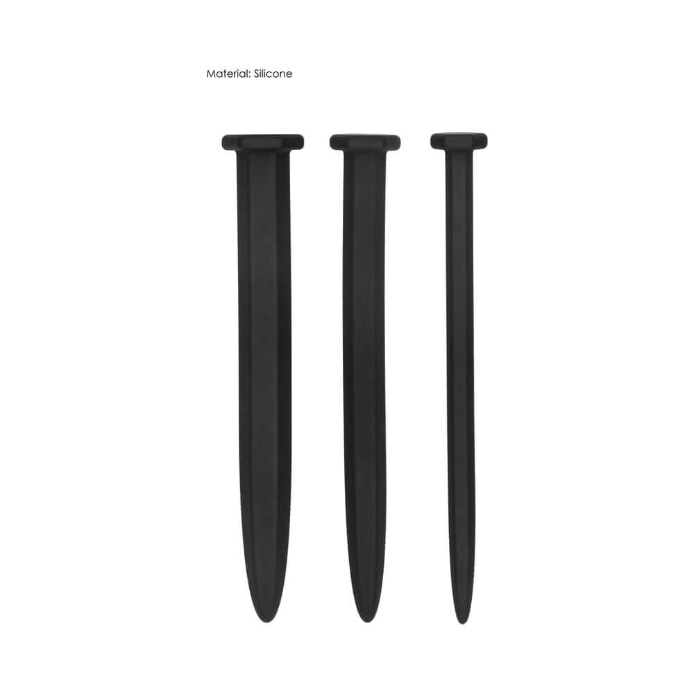 Ouch! Urethral Sounding Silicone Screw Plug Set Black 9 mm / 13 mm / 16.5 mm