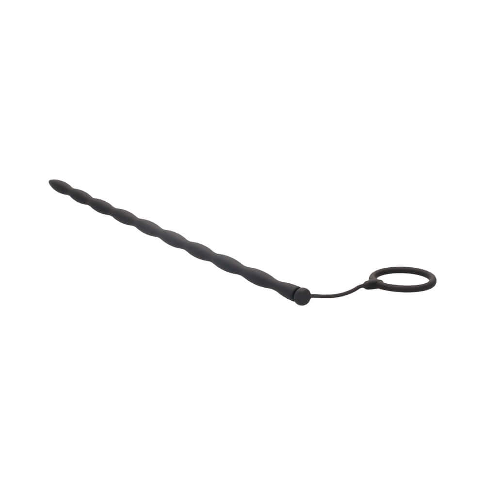 Ouch! Urethral Sounding Silicone Plug & Cock Ring Set Black 10 mm
