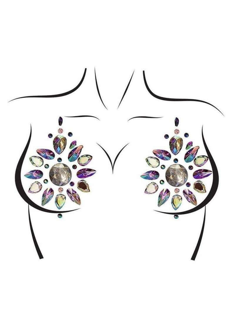 Leg Avenue Cressida Nipple Jewels Stickers 2 Packets with sparkling jewel accents on skin.
