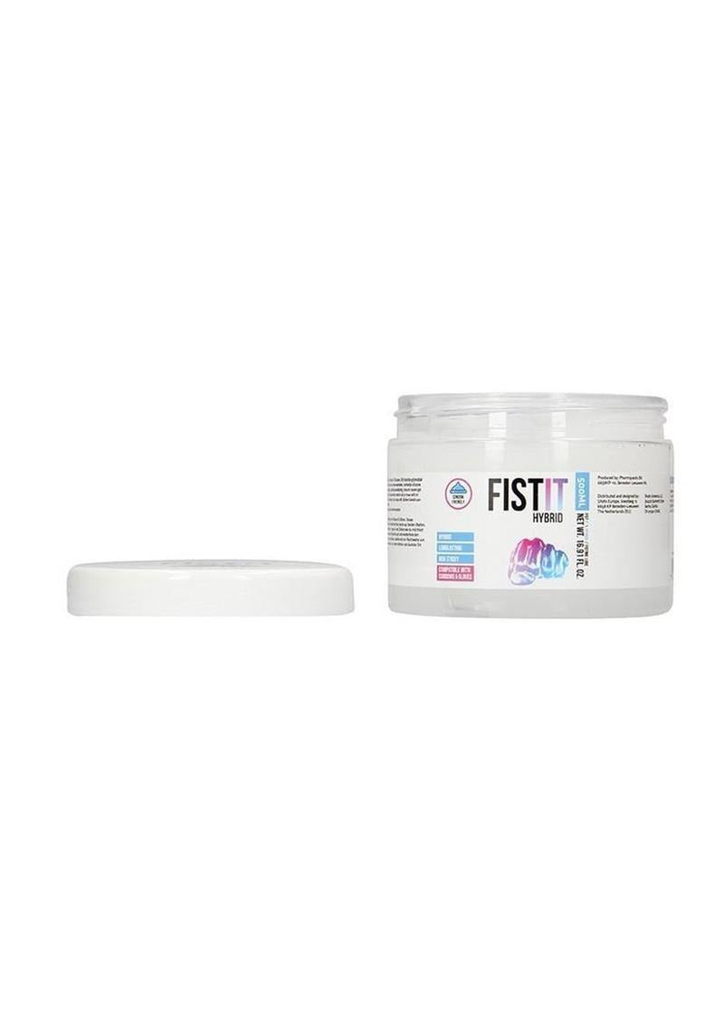 Fist It Hybrid Glide Lubricant 500 ml jar with lid, showcasing its unique hybrid formula.