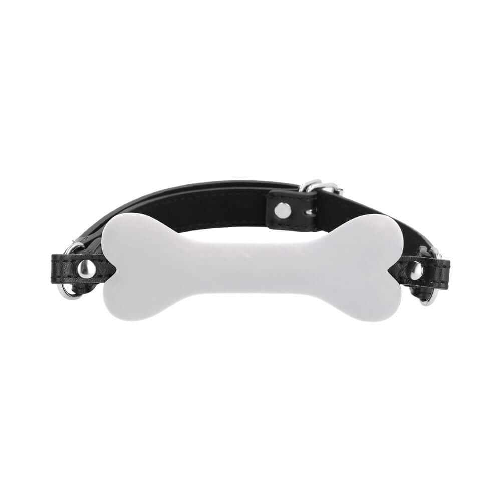 Ouch Puppy Play Silicone Bone Gag White - playful silicone gag designed for puppy play and stylish obedience fun.