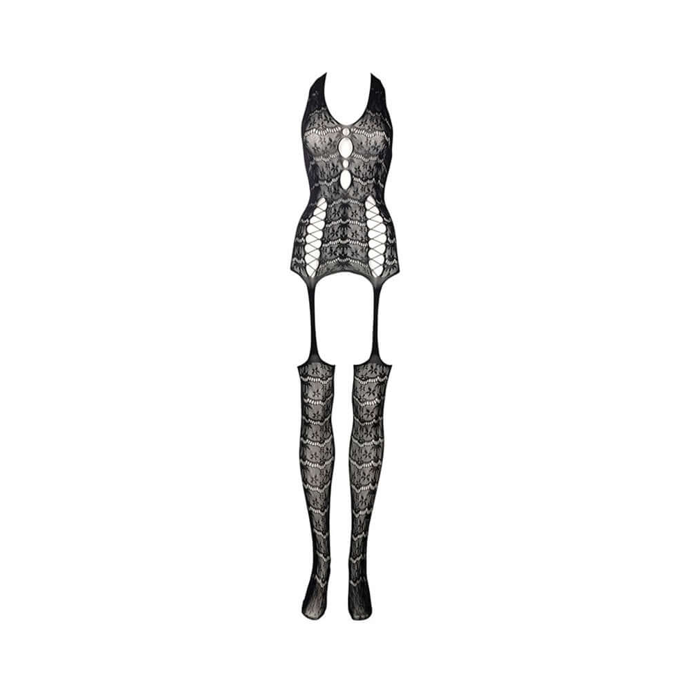 Shots Le Desir Lace Suspender Bodystocking Black O/S