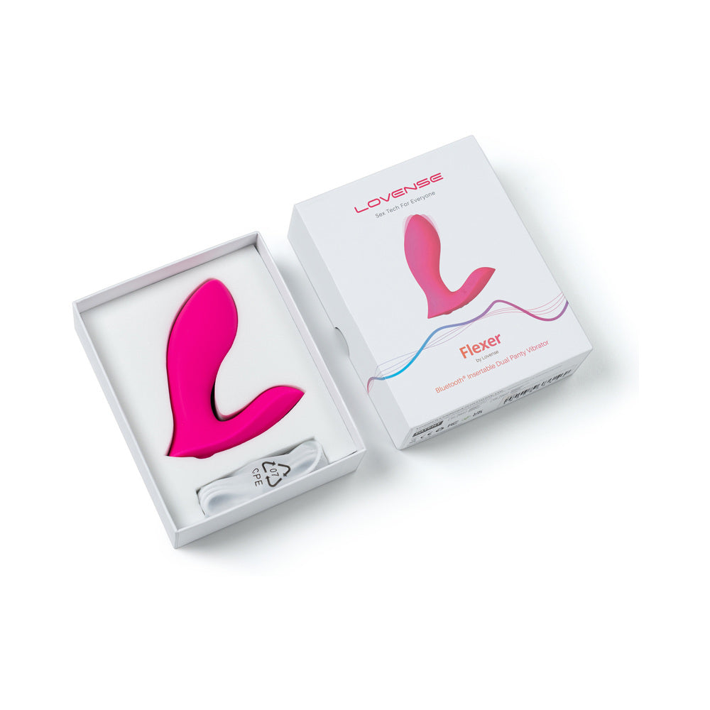 Lovense Flexer Rechargeable Silicone App-Controlled Panty Vibrator - Pink