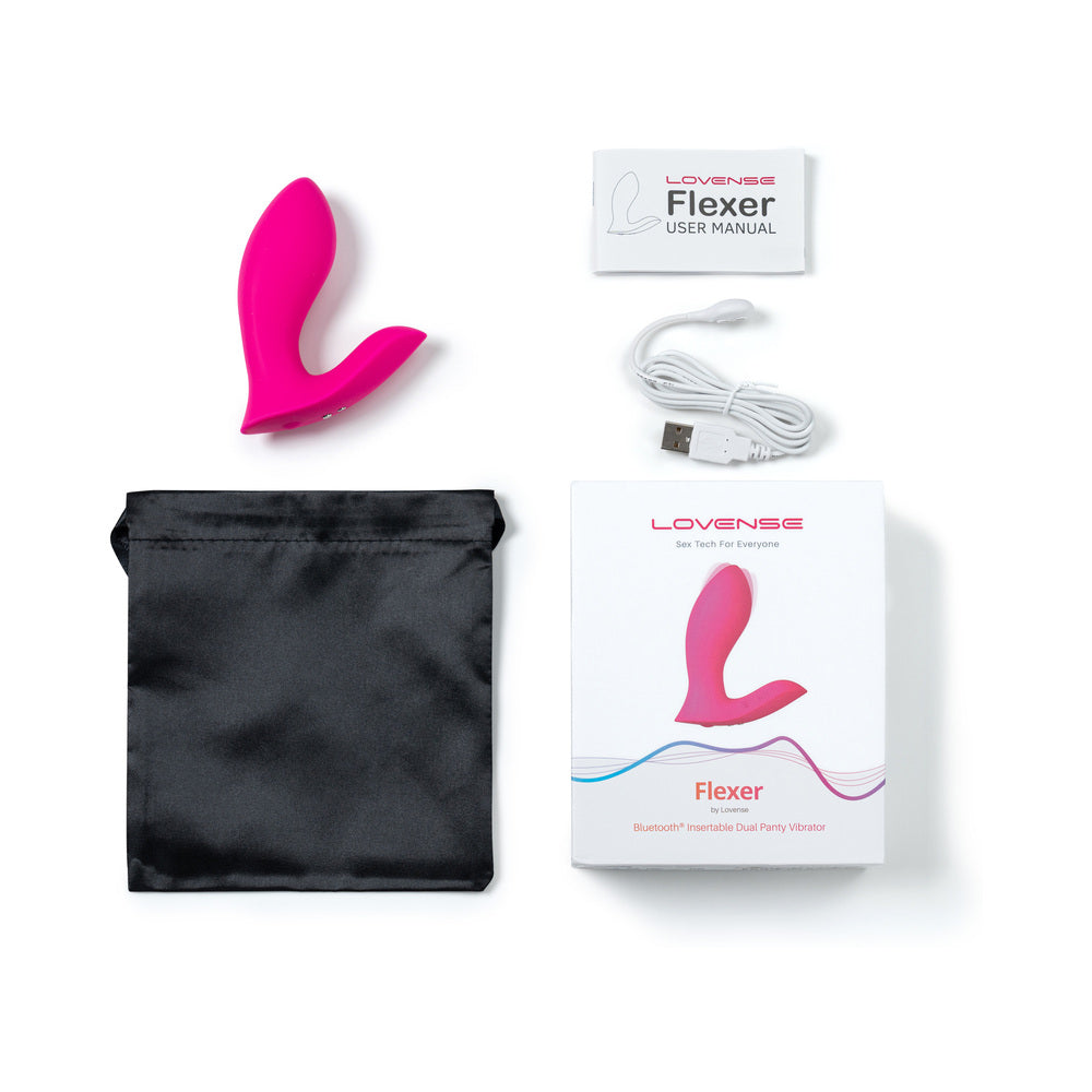 Lovense Flexer Rechargeable Silicone App-Controlled Panty Vibrator - Pink