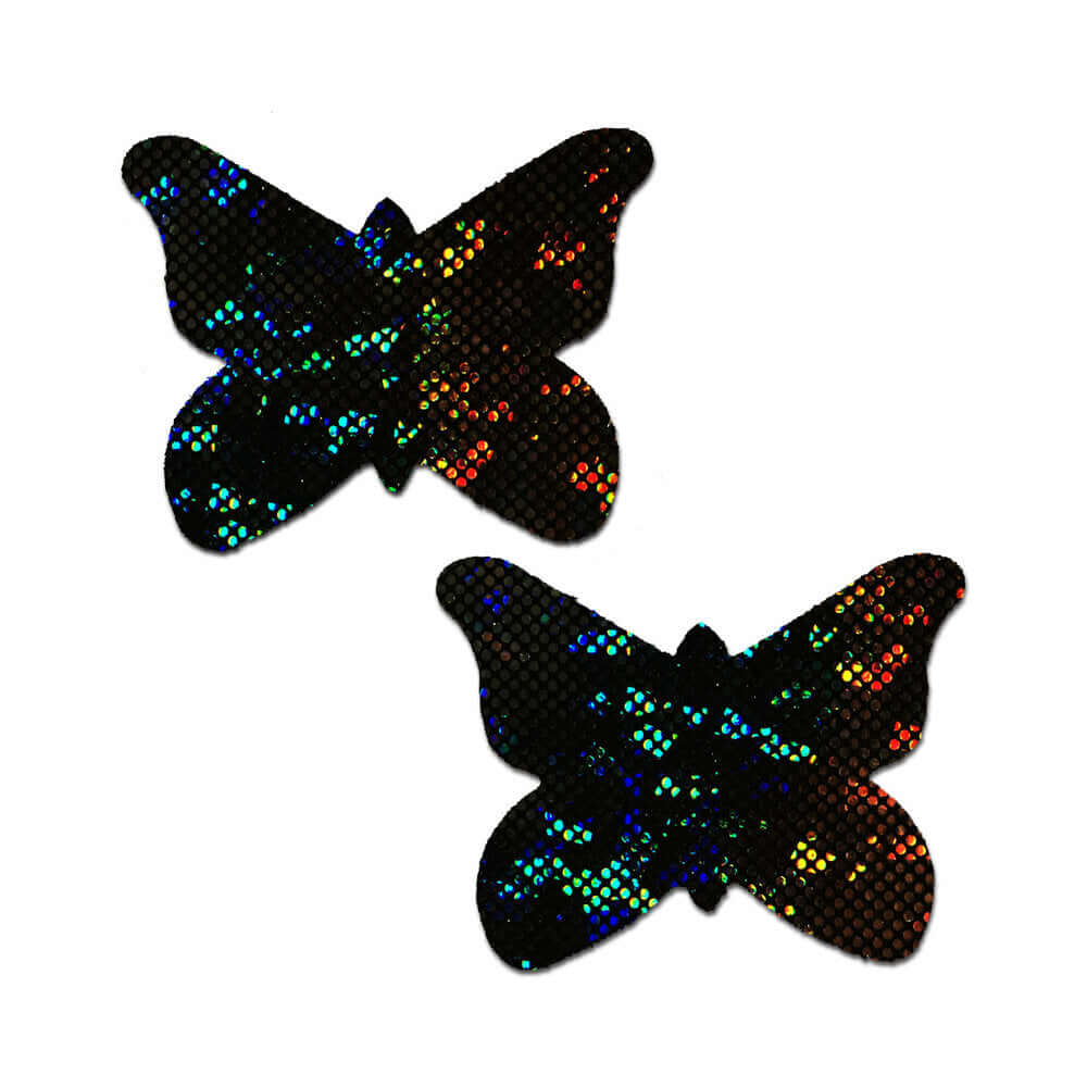 Pastease Butterfly: Shattered Glass Disco Ball Glitter Black Butterflies Nipple Pasties