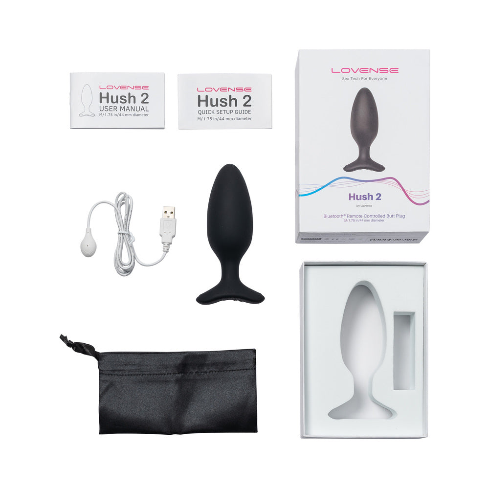 Lovense Hush 2 Bluetooth Remote-Controlled Vibrating Butt Plug M 1.75 inches
