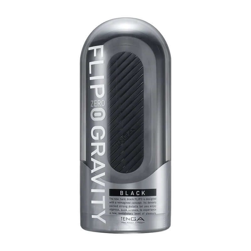 Tenga Flip Zero Gravity Stroker Black packaging showcasing sleek design and innovative features.