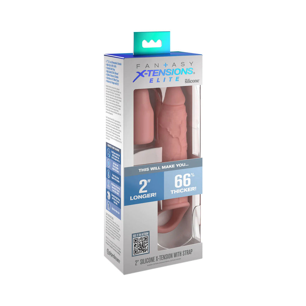 Fantasy X-tensions Elite 6 inches Silicone Extension with Strap & 2 inches Extender Beige