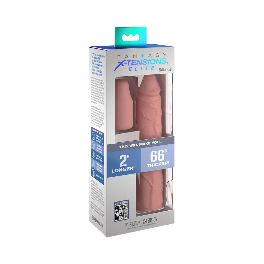 Fantasy X-tensions Elite 8 inches Silicone Sleeve with 2 in. Extender Beige