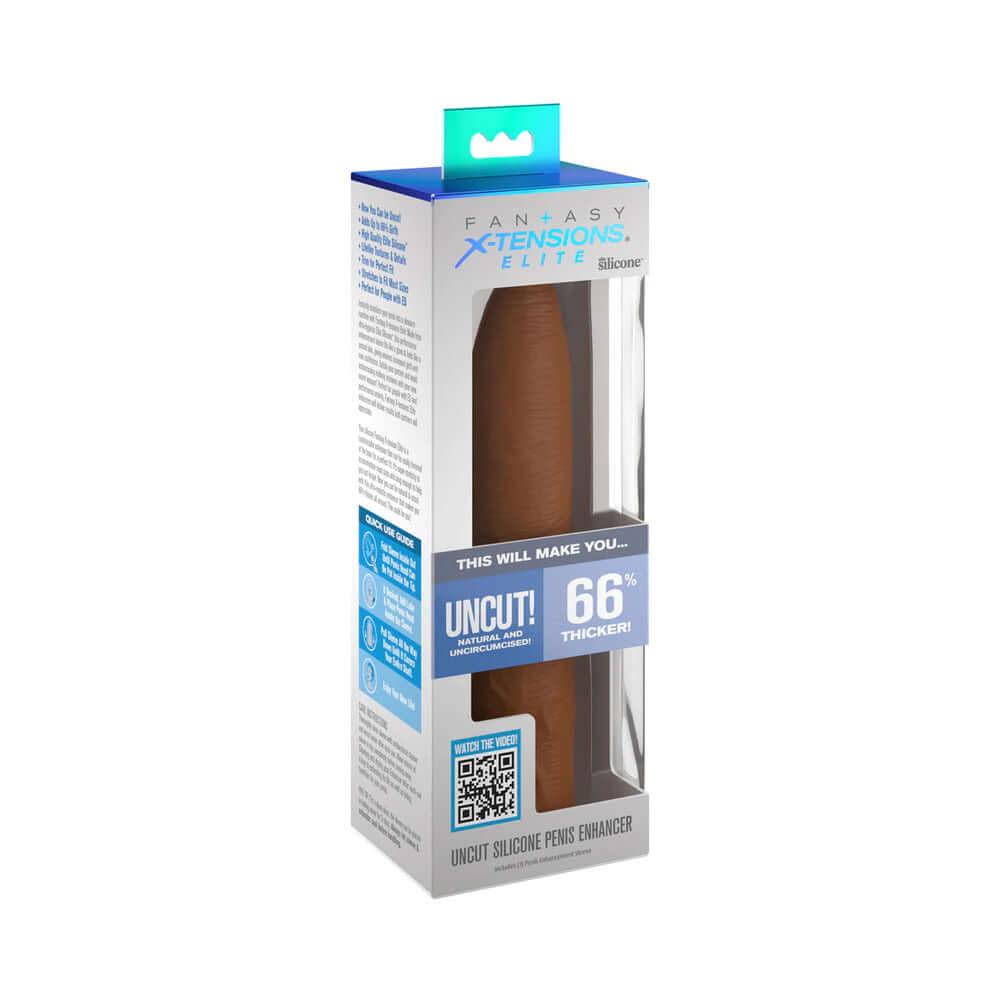 Fantasy X-tensions Elite Uncut 7 inches Open-Ended Silicone Enhancement Sleeve Tan