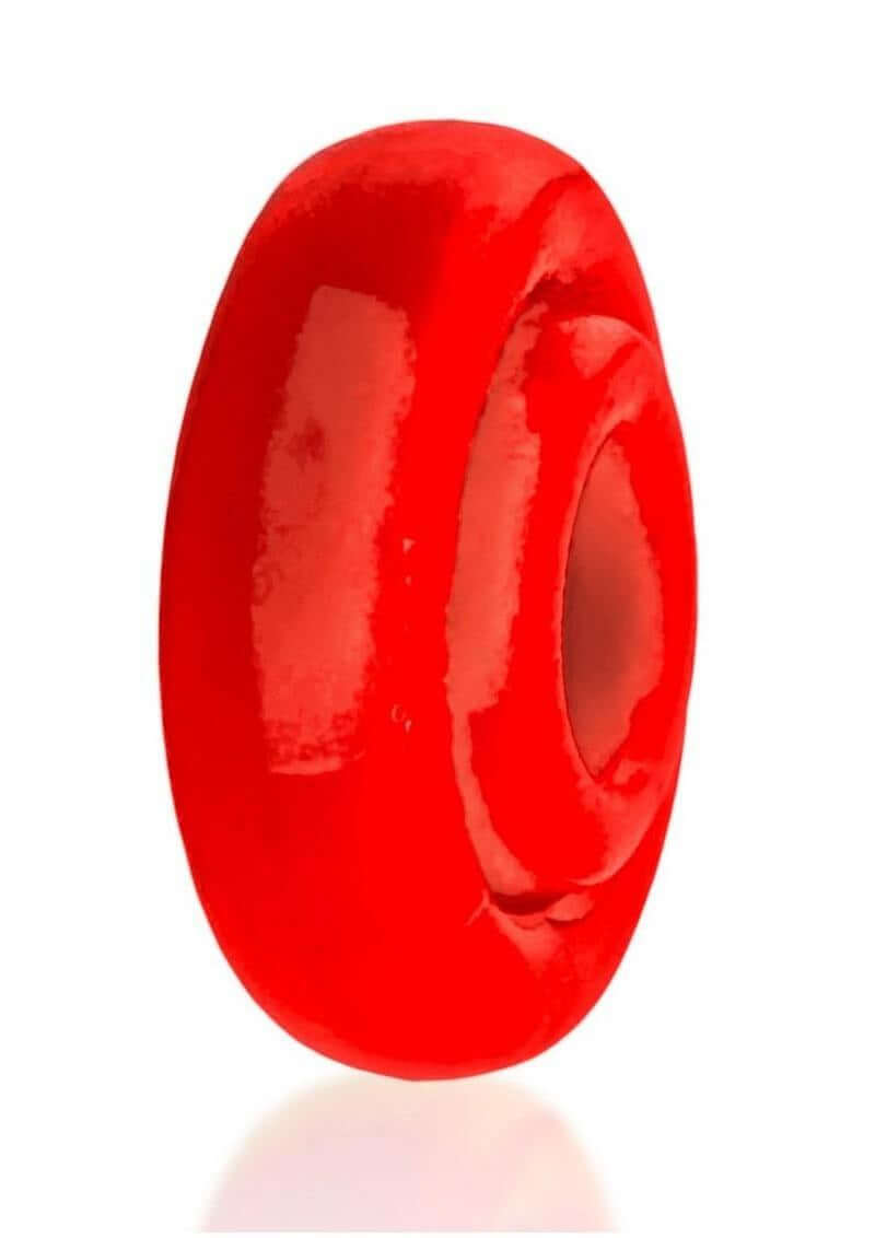 Oxballs Rimz Single Cock Ring Red shown from the side, featuring a smooth, glossy finish for comfort and performance.