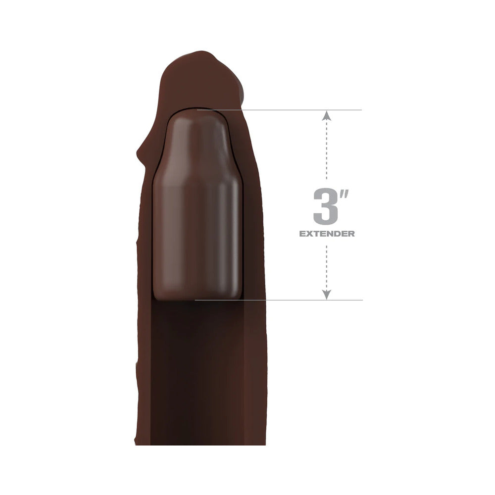 Fantasy X-tensions Elite 7 inches Silicone Extension with Strap & 3 in. Extender Brown