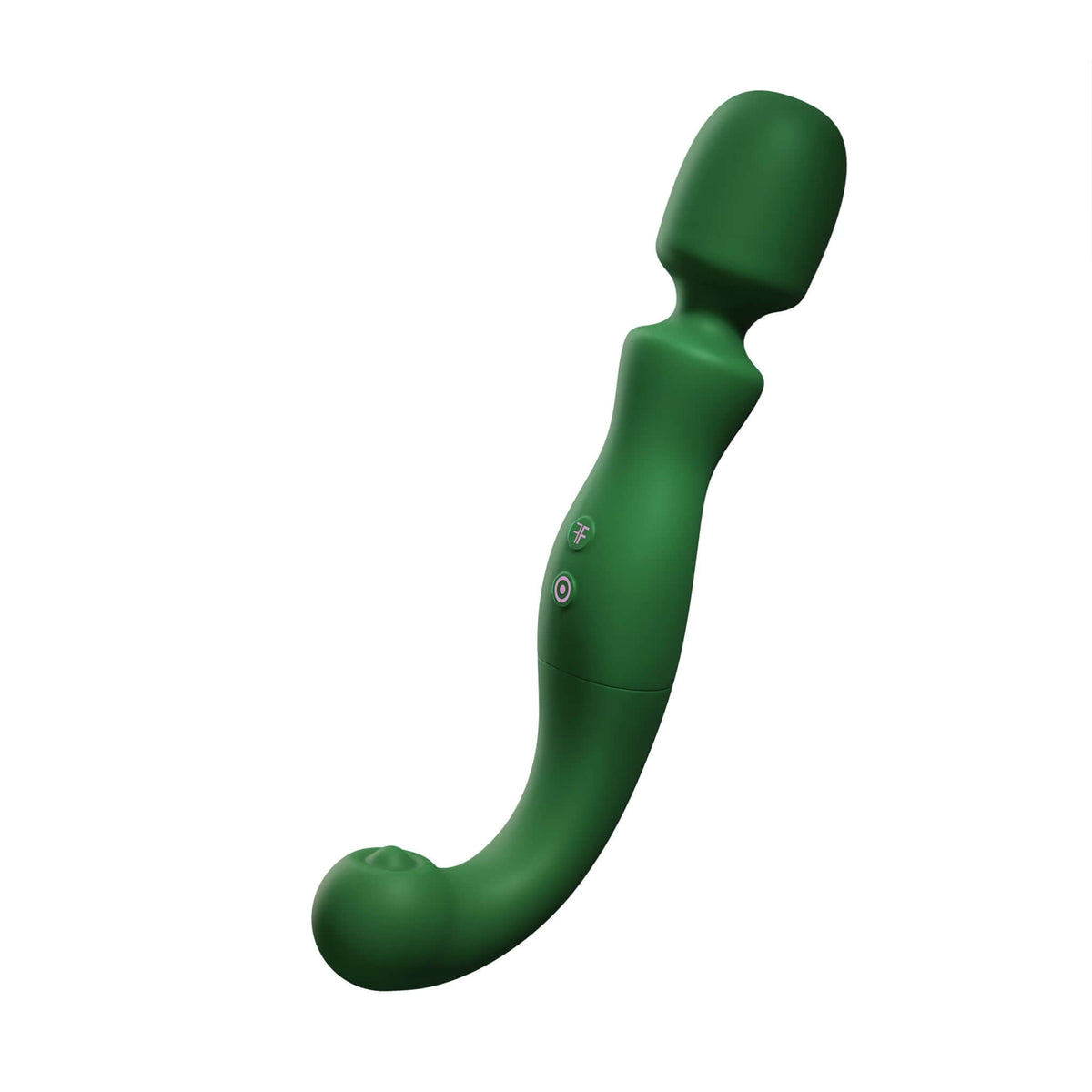 Femmefunn Naya Wand Vibrator Dark Green showcasing its sleek design and flexible head for pleasure.