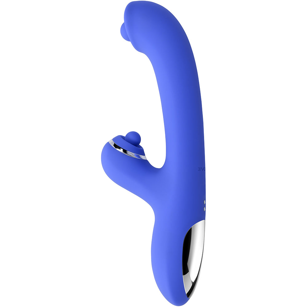 Evolved Oh Gee Silicone G-Spot Vibrator Blue with ergonomic design for dual stimulation.