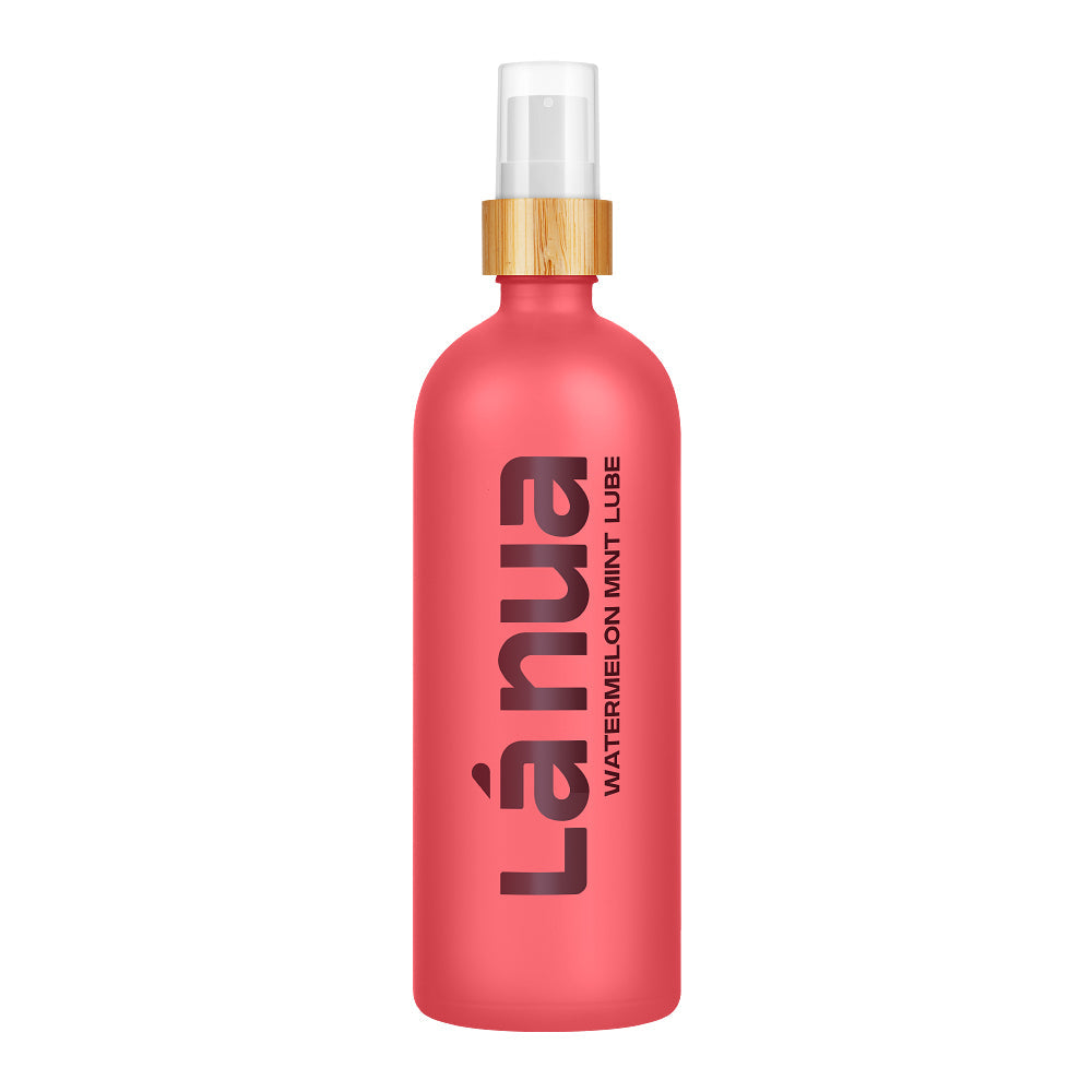 La Nua Watermelon Mint Water Based Lubricant 6.8 Oz in a sleek bottle with pump, perfect for enhancing intimacy.