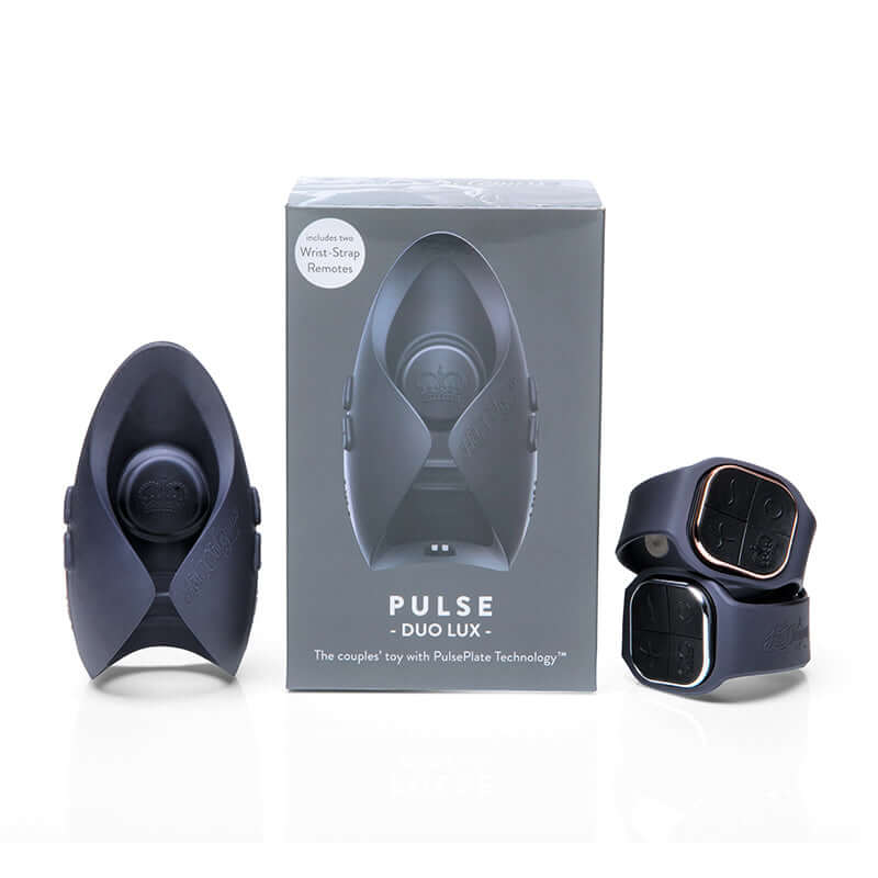 Hot Octopuss Pulse Duo Lux Vibrating Stroker 2 Pack Grey with remote control and packaging