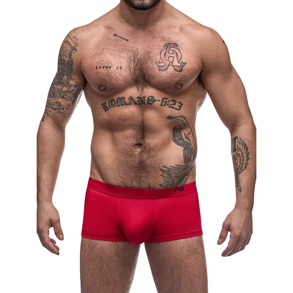 Model wearing Pure Comfort Modal Wonder Short Red M showcasing its ultra-soft feel and supportive fit.