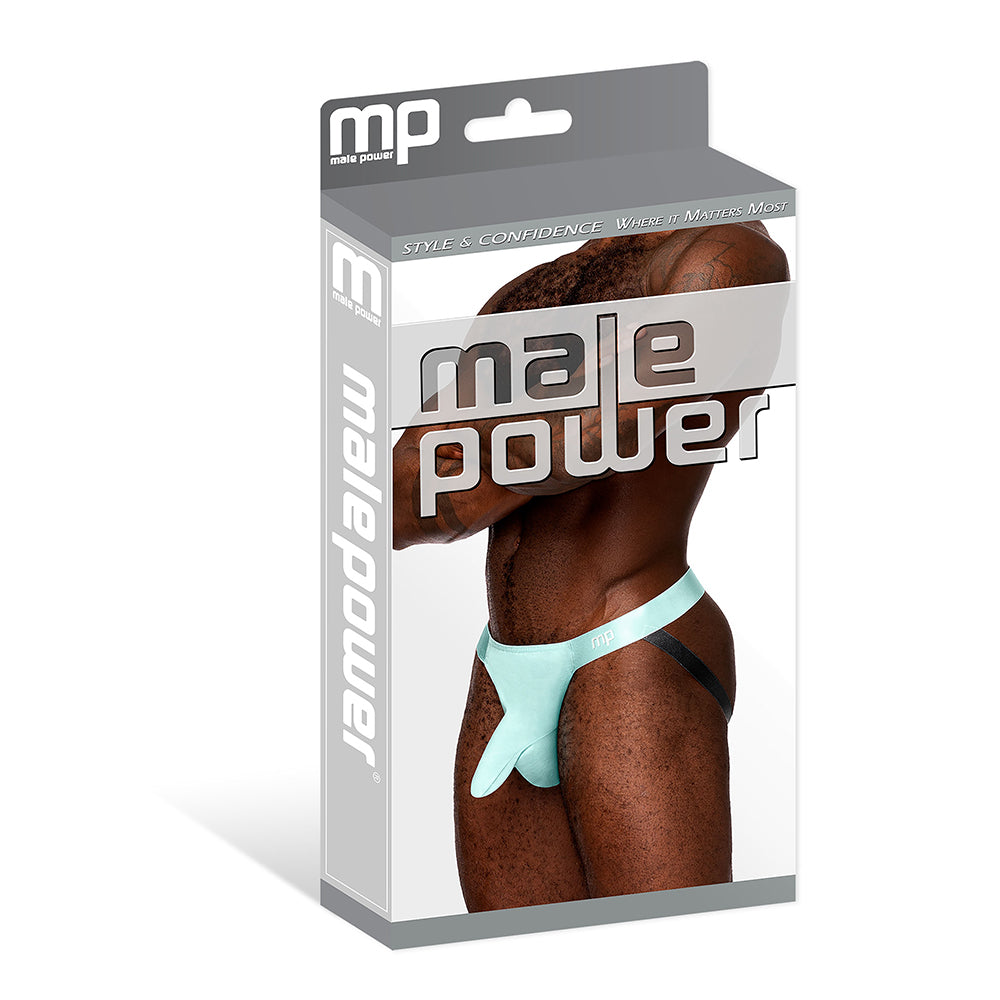 Male Power Easy Breezy Jock Sleeve Aqua S M packaging showcasing bold color and design for confident support.