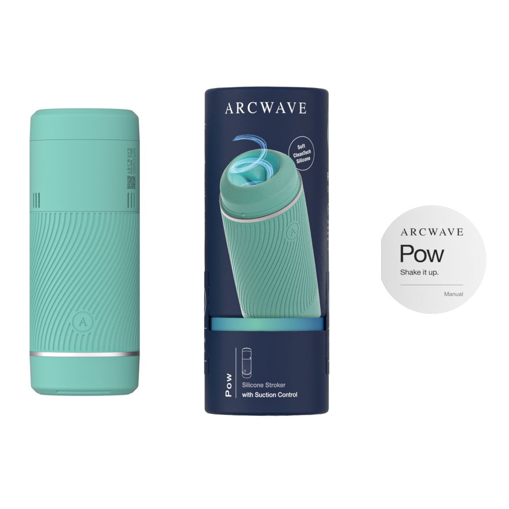 Arcwave Pow Silicone Stroker with Suction Control Mint packaging and product view