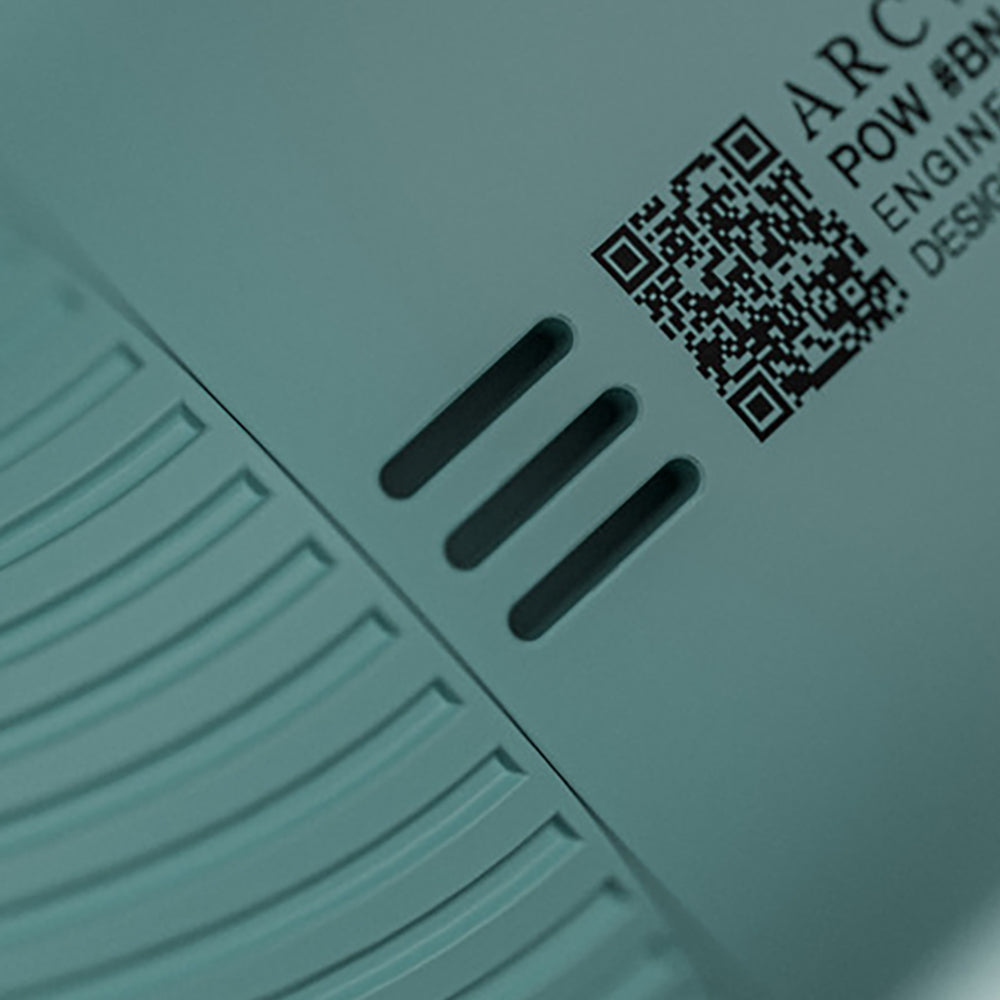 Arcwave Pow Silicone Stroker with Suction Control Mint showing detail of air vent and QR code.