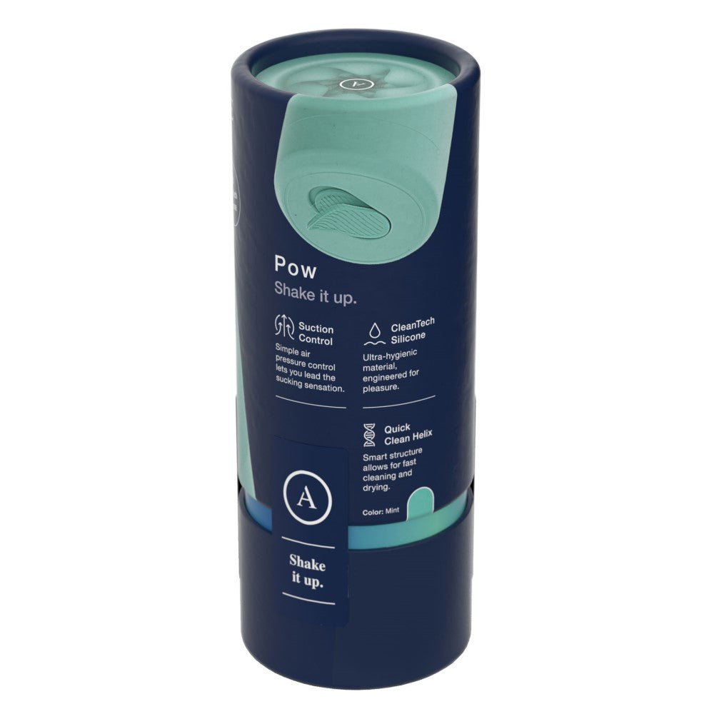 Arcwave Pow Silicone Stroker with Suction Control Mint packaging showcasing suction control features.