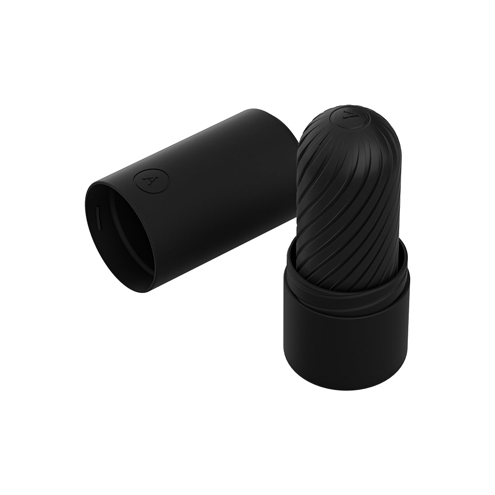 Arcwave Ghost Reversible Silicone Stroker Black showing open design and unique texture for enhanced pleasure.