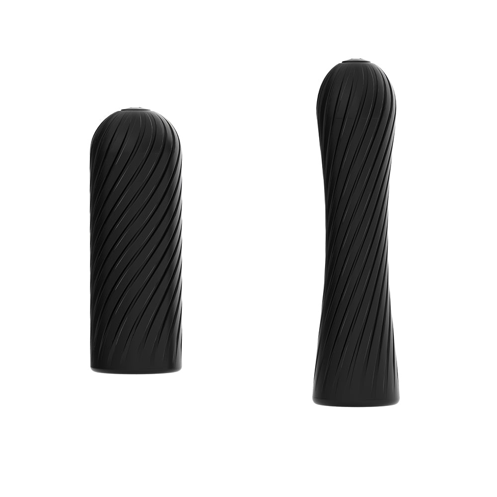 Arcwave Ghost Reversible Silicone Stroker Black showing two unique textures for enhanced pleasure.