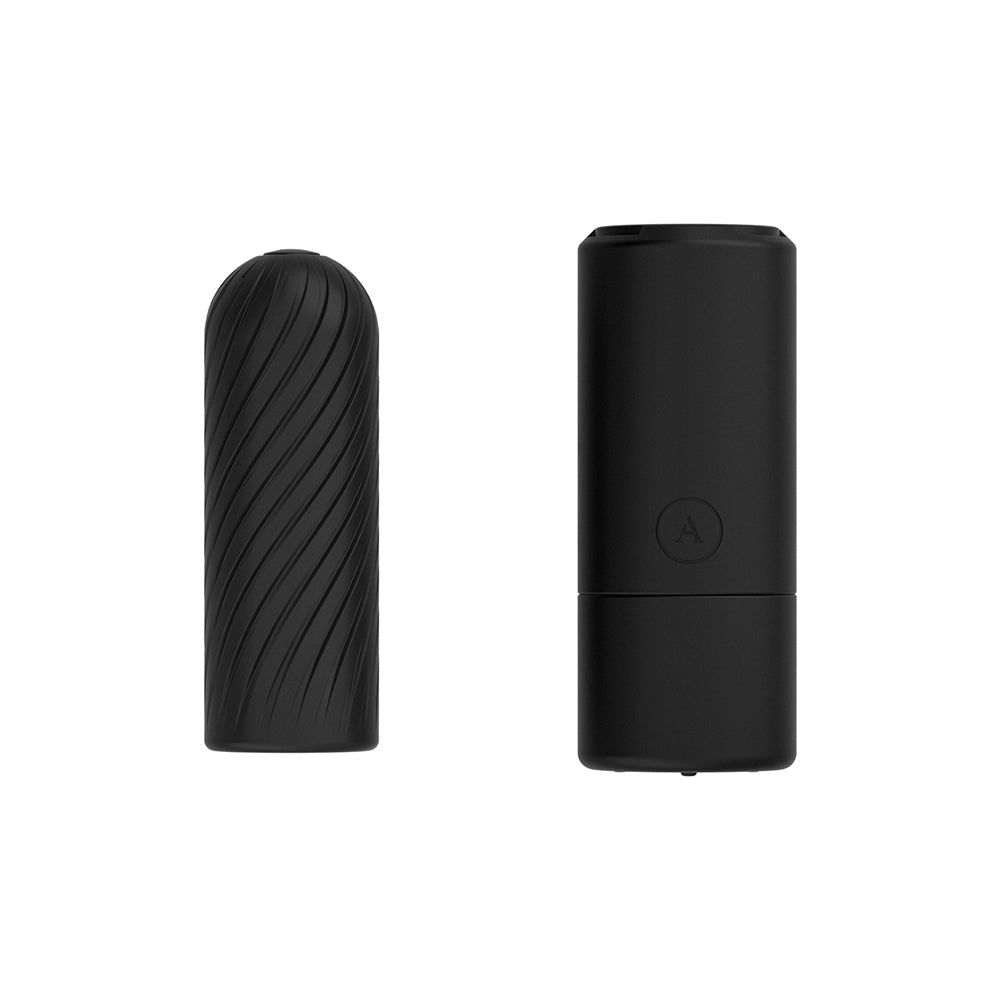 Arcwave Ghost Reversible Silicone Stroker Black showing unique textures and sleek design in matte black.