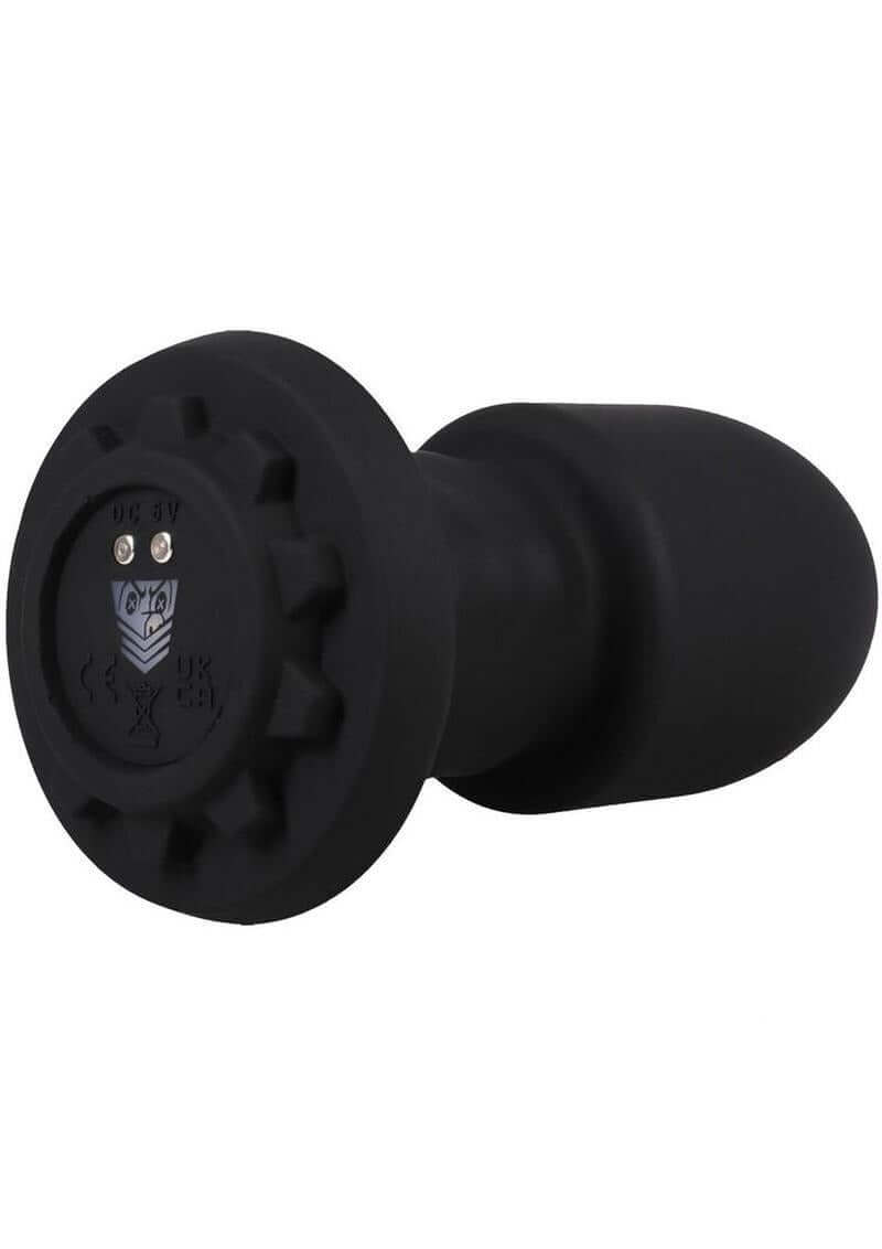 Fort Troff Robo Rimmer Slim Anal Plug with Remote Black showcasing its sleek design and ridged head in black.