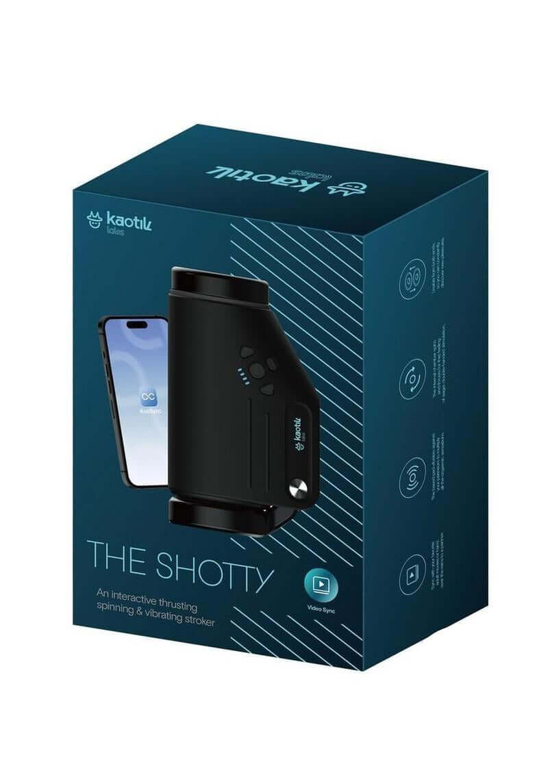 Kaotik Labs The Shotty App Control Rechargeable Stroker packaging featuring app-enabled design and sleek appearance.
