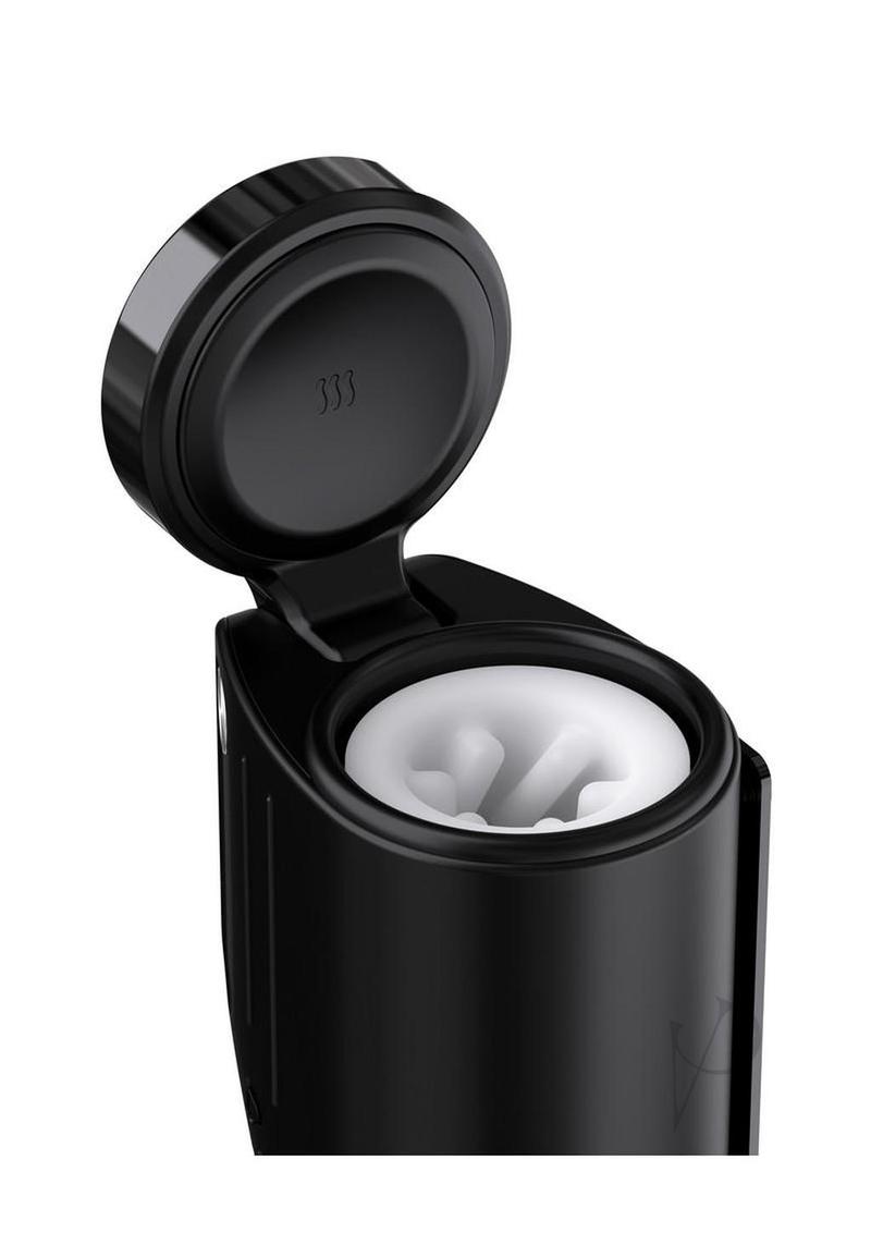 Kaotik Labs The Shotty App Control Rechargeable Stroker with lid open showcasing the interior design.