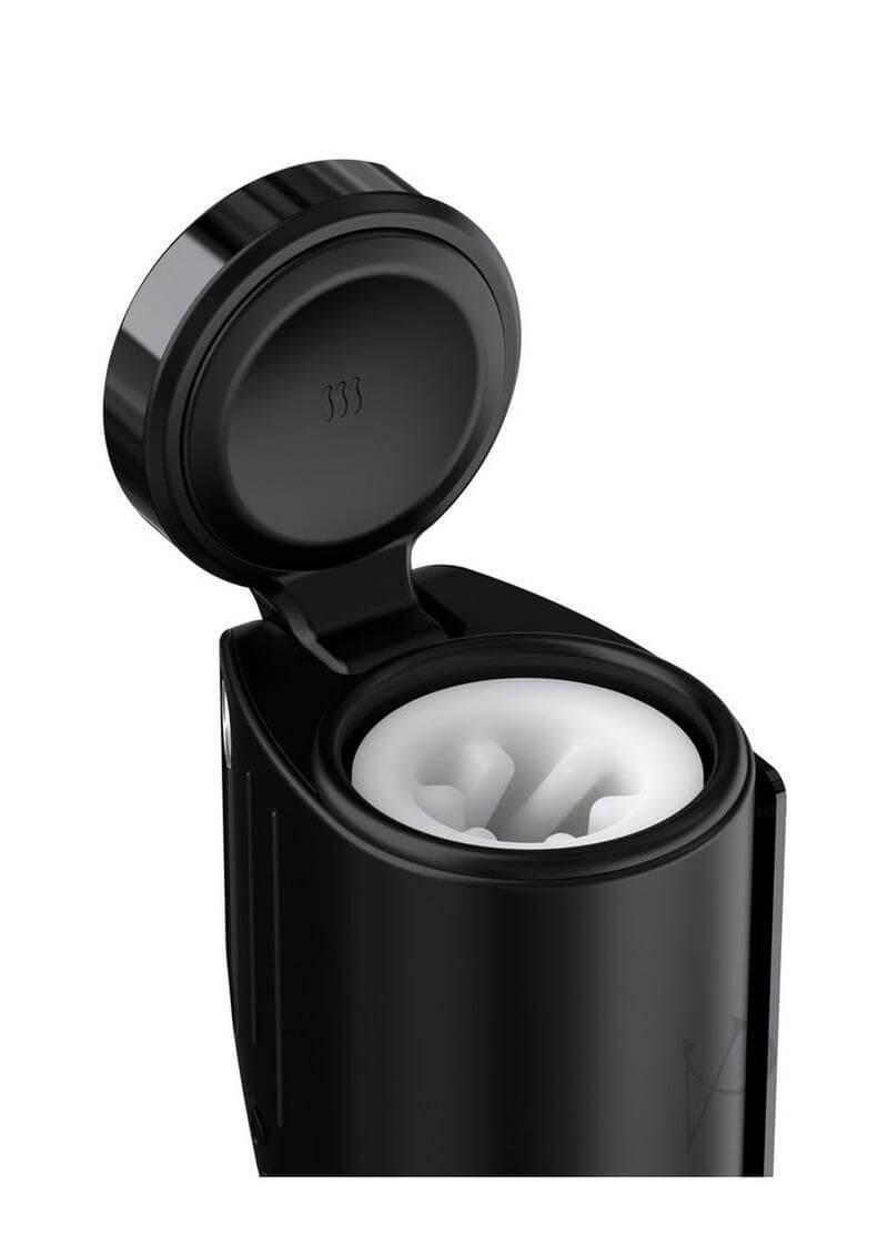 Kaotik Labs The Shotty App Control Rechargeable Stroker with lid open showcasing the interior design.