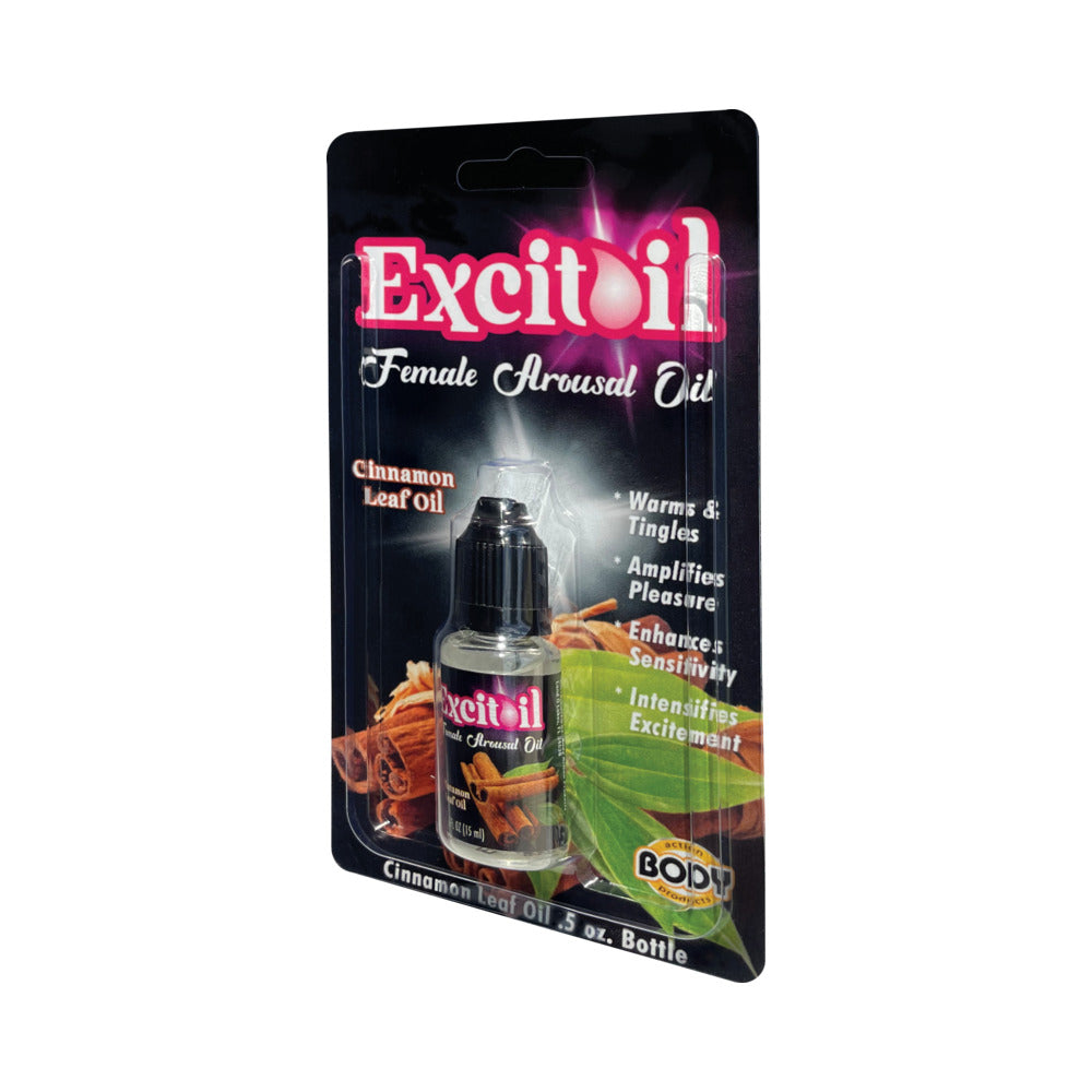 Cinnamon Arousal Oil 0.5 Oz Bottle Carded, ExcitOil, enhances sensitivity and excitement with warming cinnamon leaf oil.