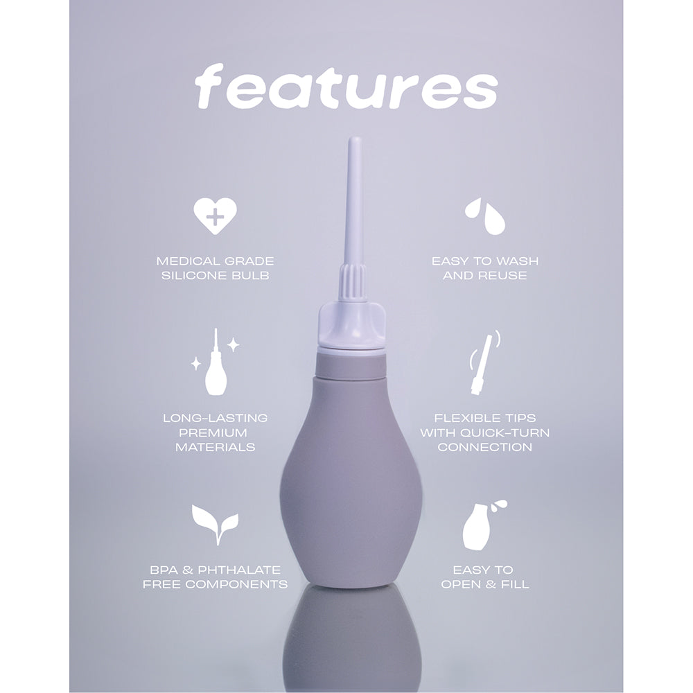 Du Douche Stone features medical-grade silicone bulb, easy-to-wash design, and flexible tips for an optimal cleansing experience.