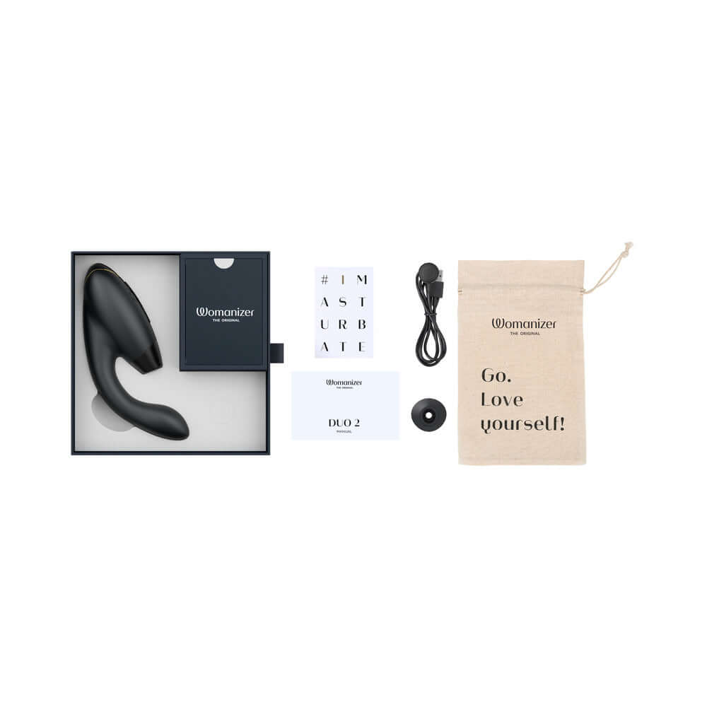 Womanizer Duo 2 Silicone Rechargeable Clitoral and G-Spot Stimulator - Black