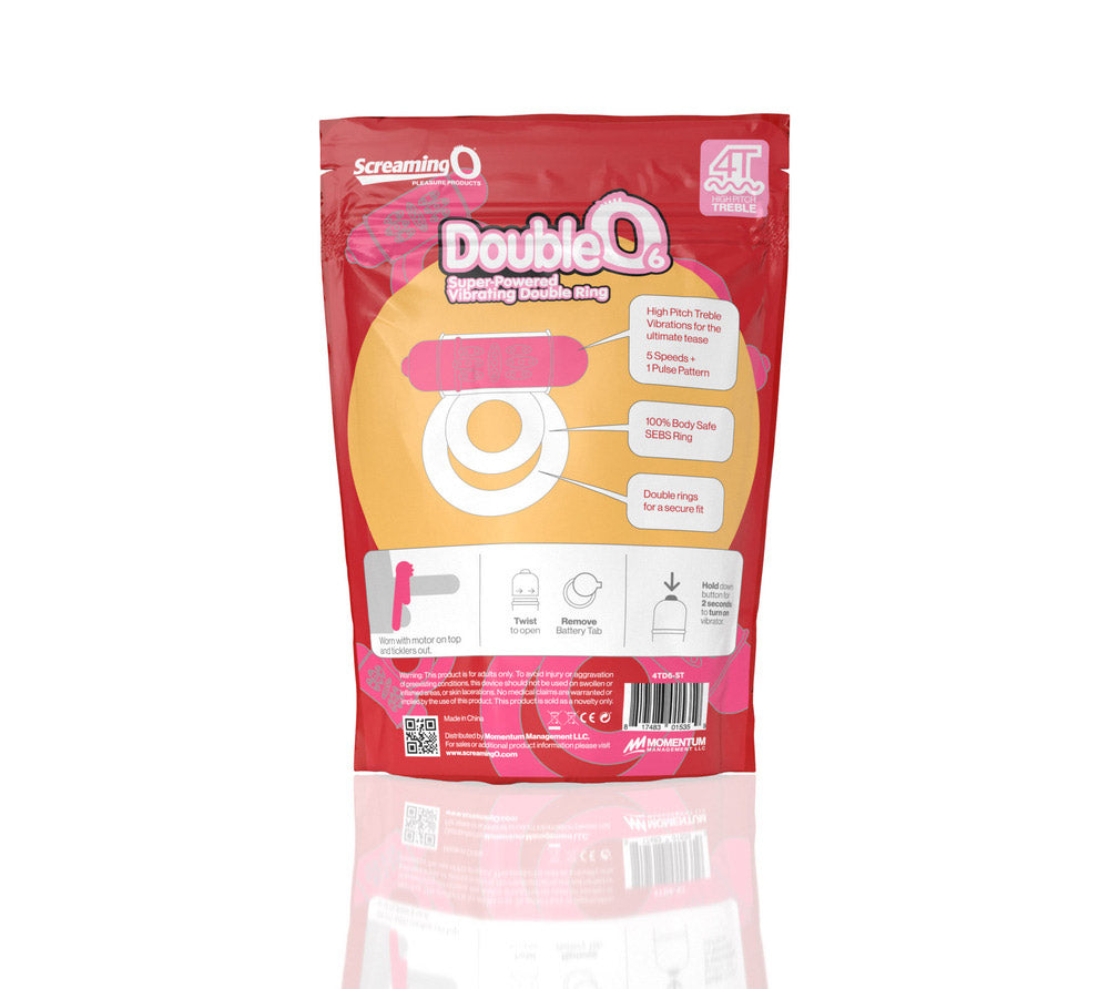 Screaming O 4T DoubleO 6 Vibrating Double Cockring Strawberry