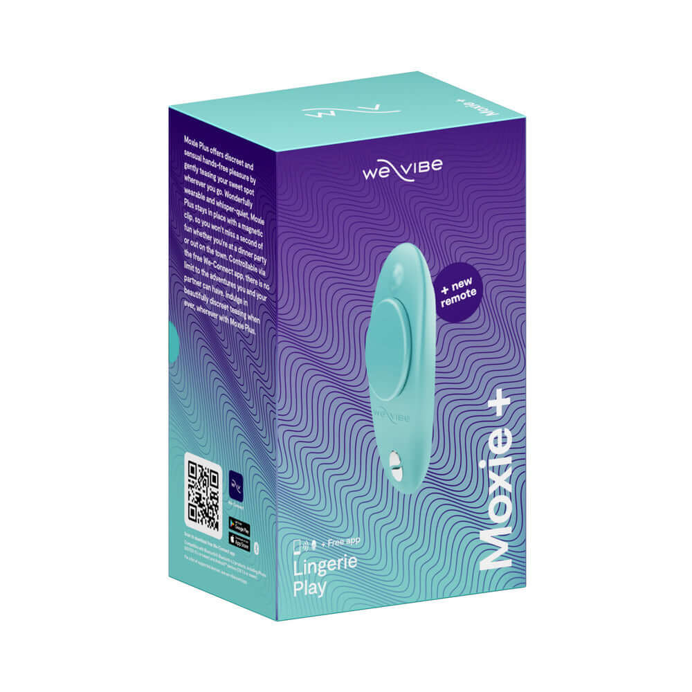 We-Vibe Moxie+ Wearable Rechargeable Silicone Panty Vibrator with Remote Control - Aqua