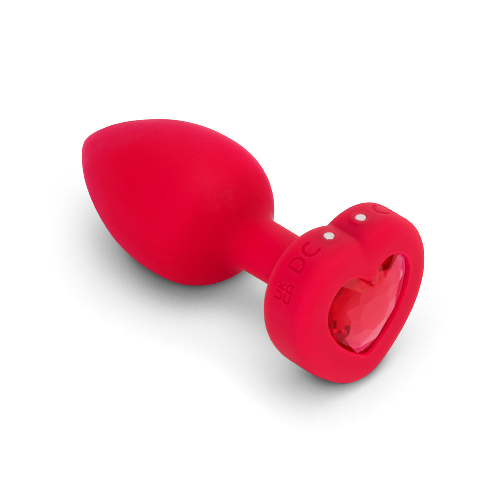 b-Vibe Vibrating Heart Anal Plug with Heart-Shaped Jewel Base M/L Red