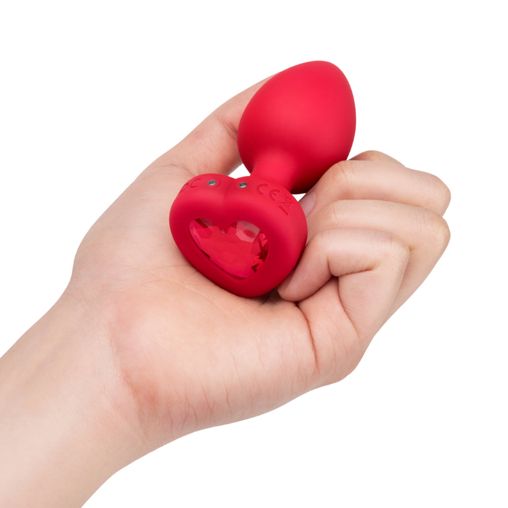 b-Vibe Vibrating Heart Anal Plug with Heart-Shaped Jewel Base M/L Red