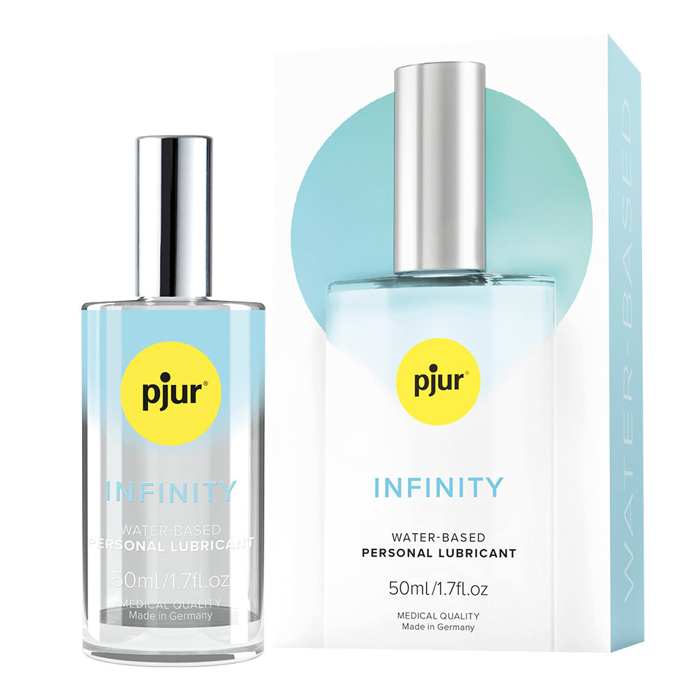 Pjur Infinity Water Based Personal Lubricant 1.7 Oz bottle with packaging, showcasing premium intimate care.